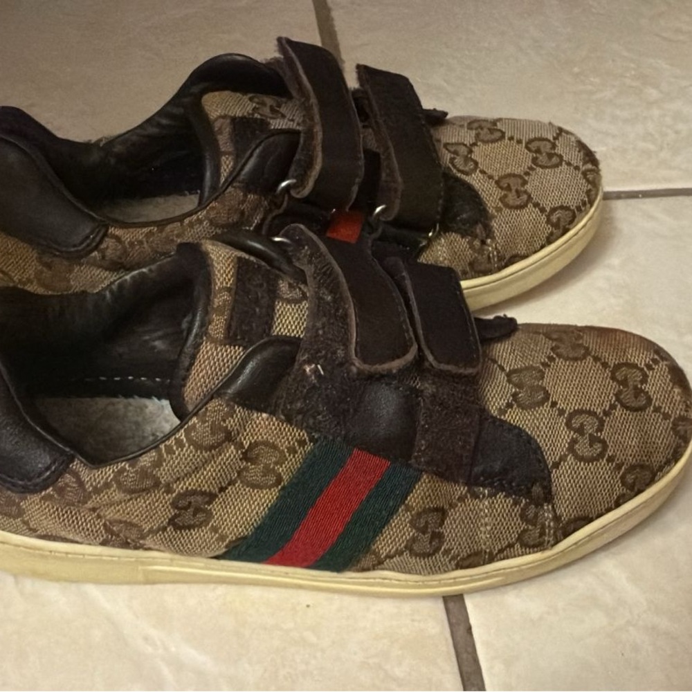 Gucci Kids Brown Sneakers with Velcro Straps